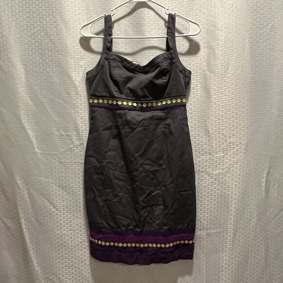 Boden Women Gray Purple Pinafore Apron Shift Dress Ribbon Trim 6P Classic Easter - Picture 4 of 11